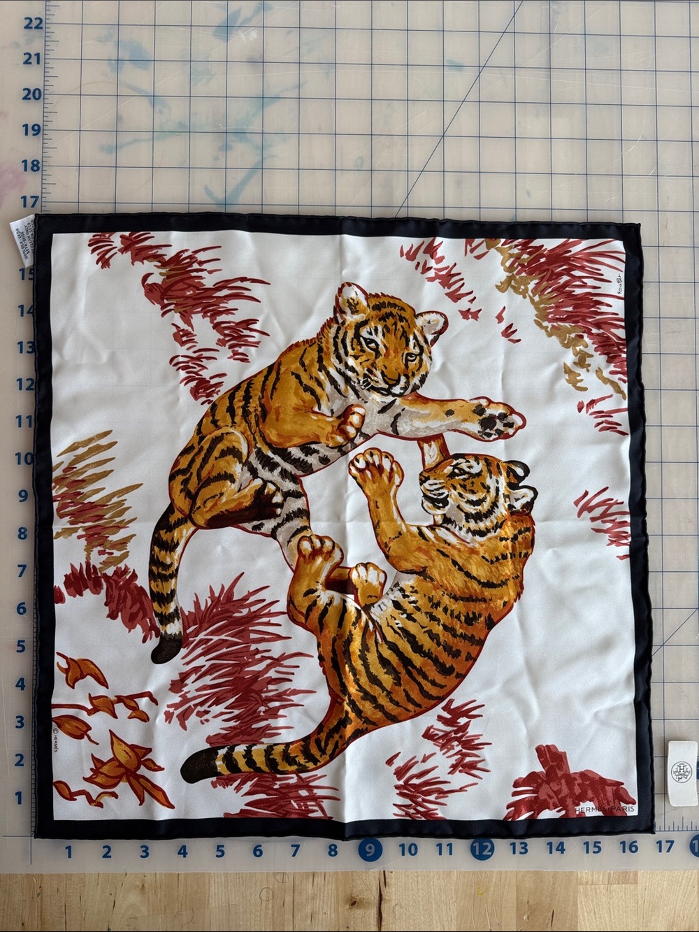 HERMES - Tiger Print Silk Scarf - Orange, Black, White